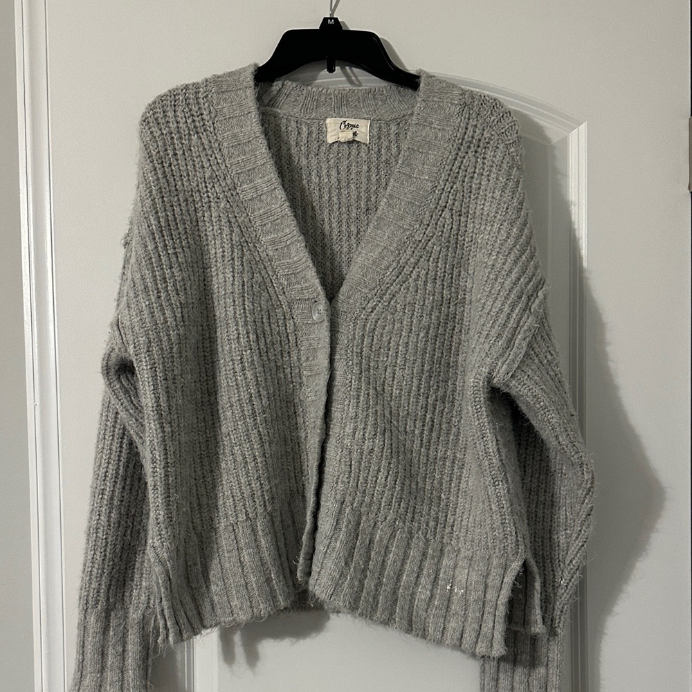 Cozy Gray Ribbed Cardigan